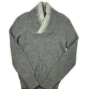 Vintage 1950s/60s Brent 100% wool shawl collar gray sweater size Small USA made